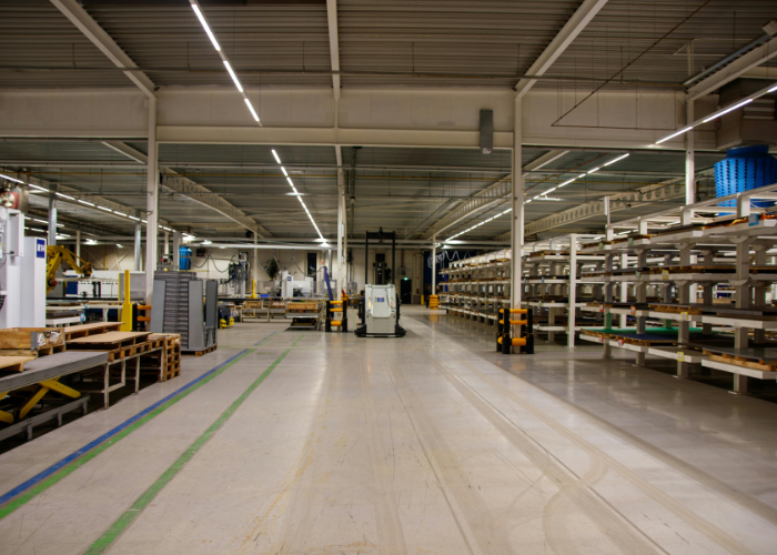 polished concrete floor in a warehouse