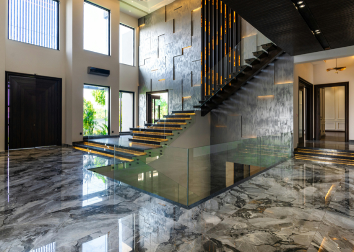 polished concrete floor in a luxury property