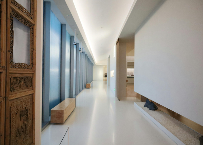polished concrete floor in a hallway